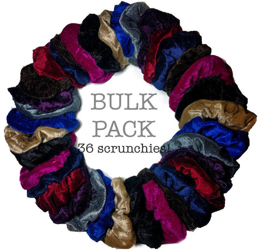 Velvet hair scrunchies in bulk packs