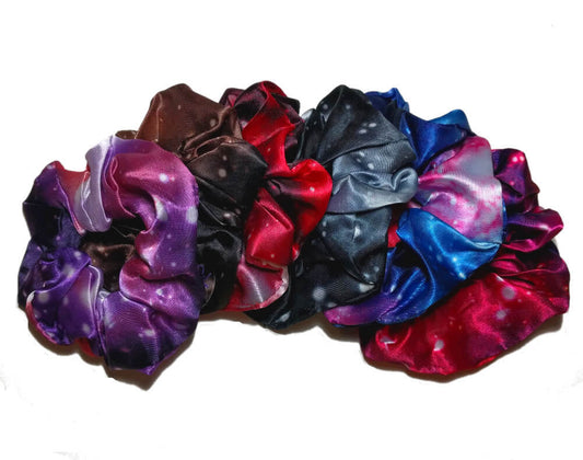 satin space hair scrunchie set