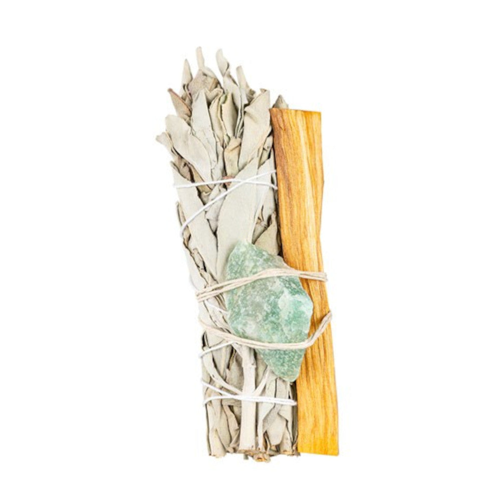 crystal sage and palo santo bundle, aventurine