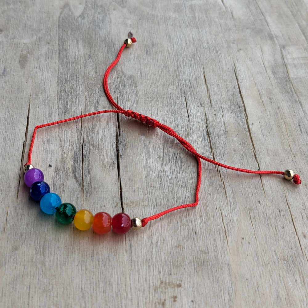 Rainbow Chakra Beads Adjustable String Bracelets – threddies