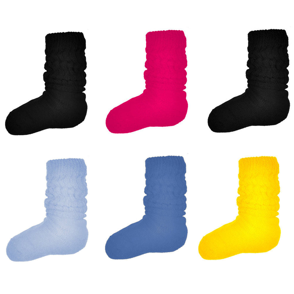 kids slouch socks, assorted color bulk pack