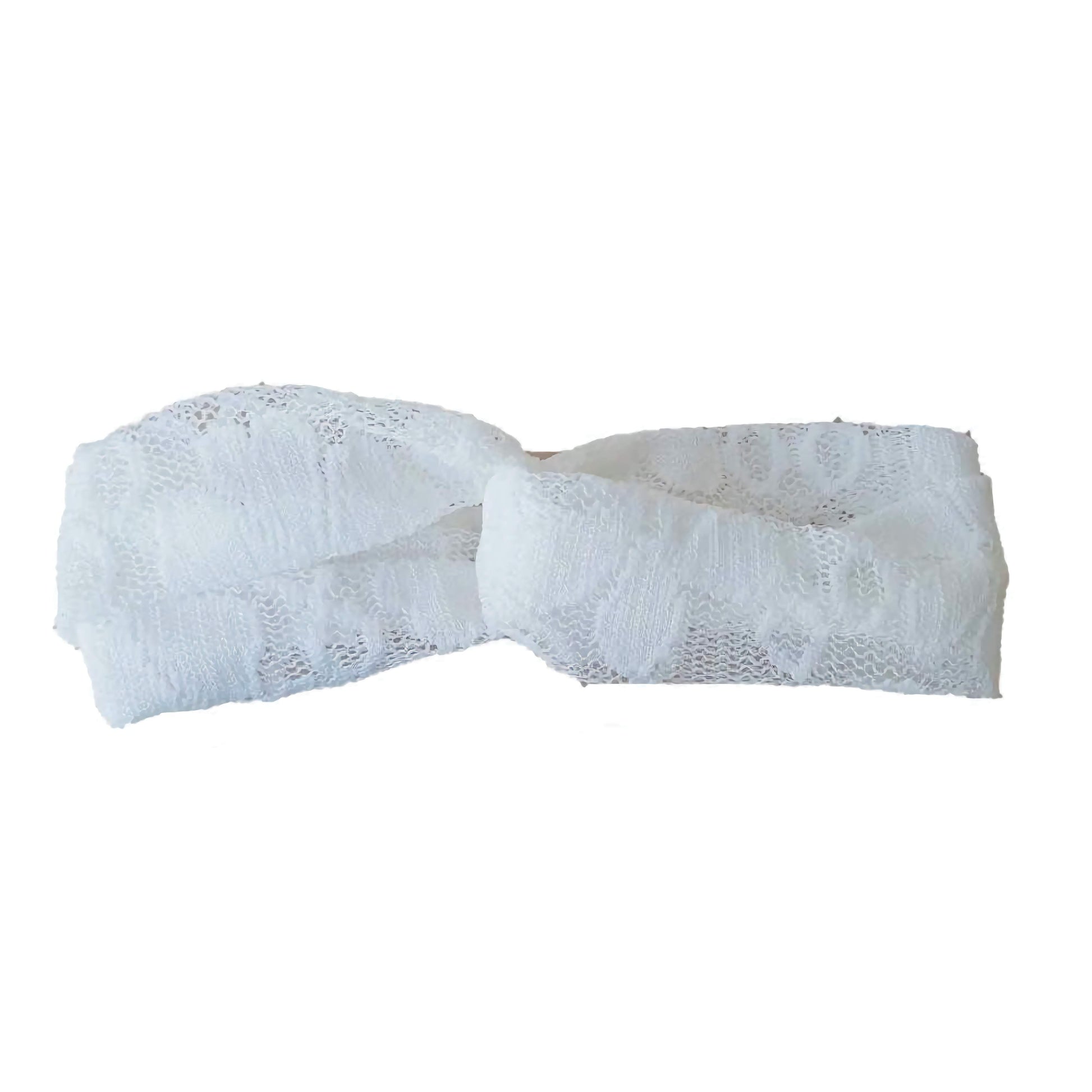 Lace Turban Twist Headbands, white