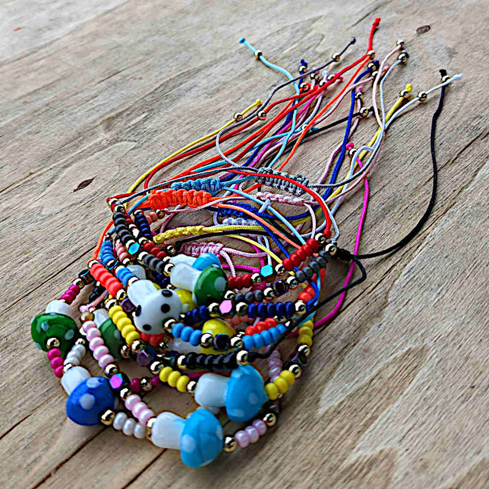 mushroom string bracelet, bulk pack