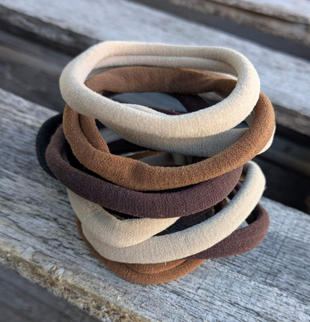 Oversized hair ties in neutral shades of brown