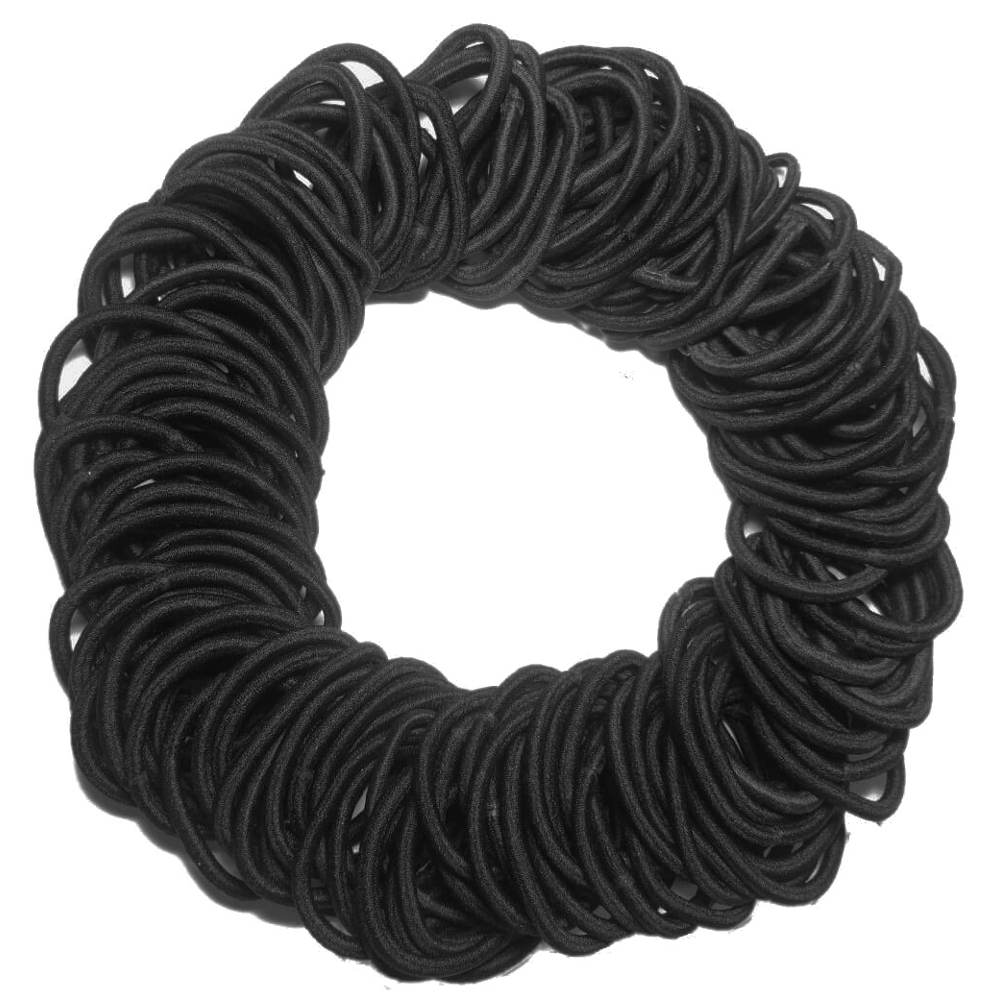 4mm ponytail elastics, black hair elastics