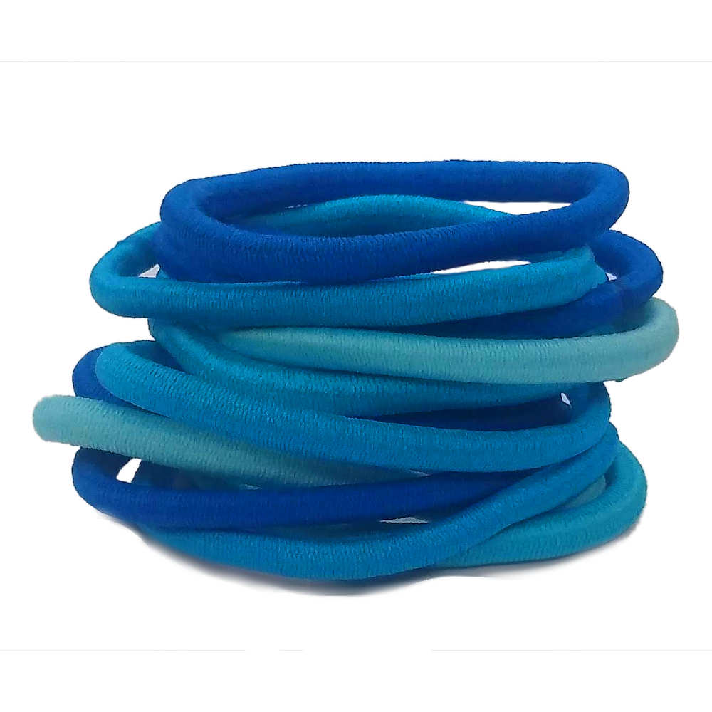 5mm ponytail elastics, blue assortment