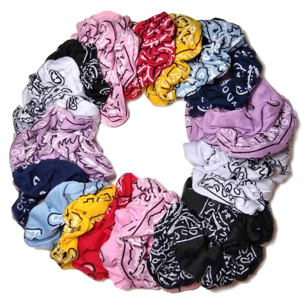 bandana scrunchies pack, bright colors