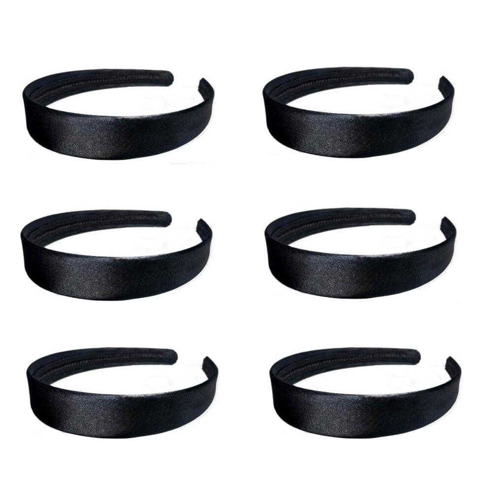 1 inch satin headbands, black