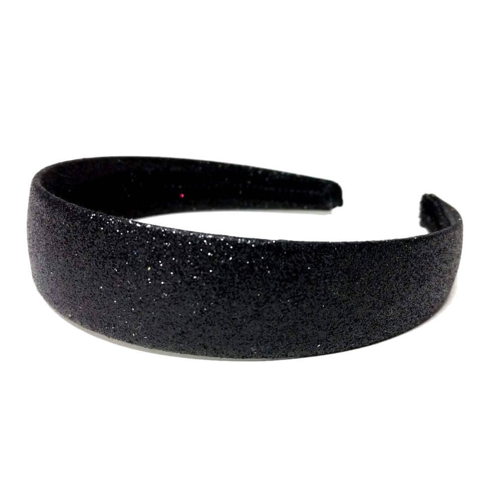 1 inch wide glitter headbands, black