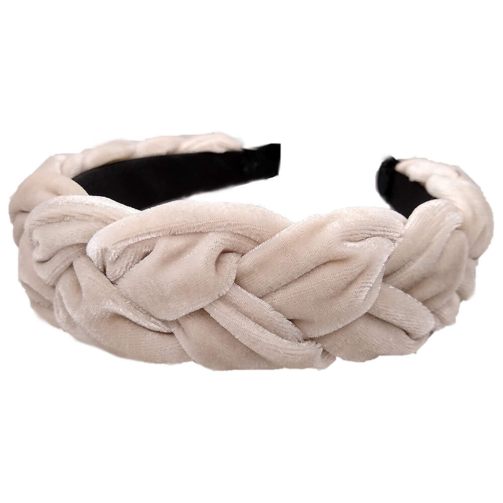 Braided Velvet Headbands - ivory