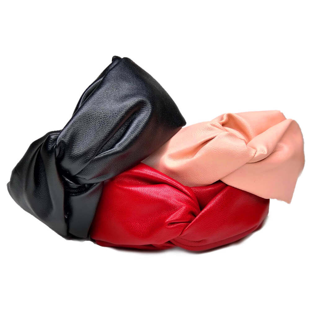 Faux Leather Turban Twist Headband - wholesale bulk pack