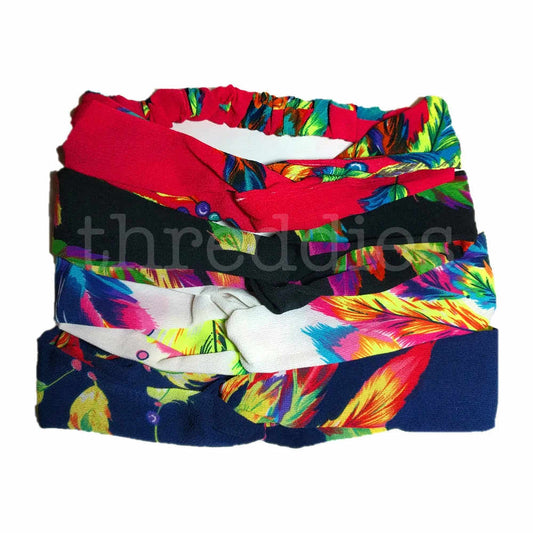 Feather Print Turban Twist Headbands