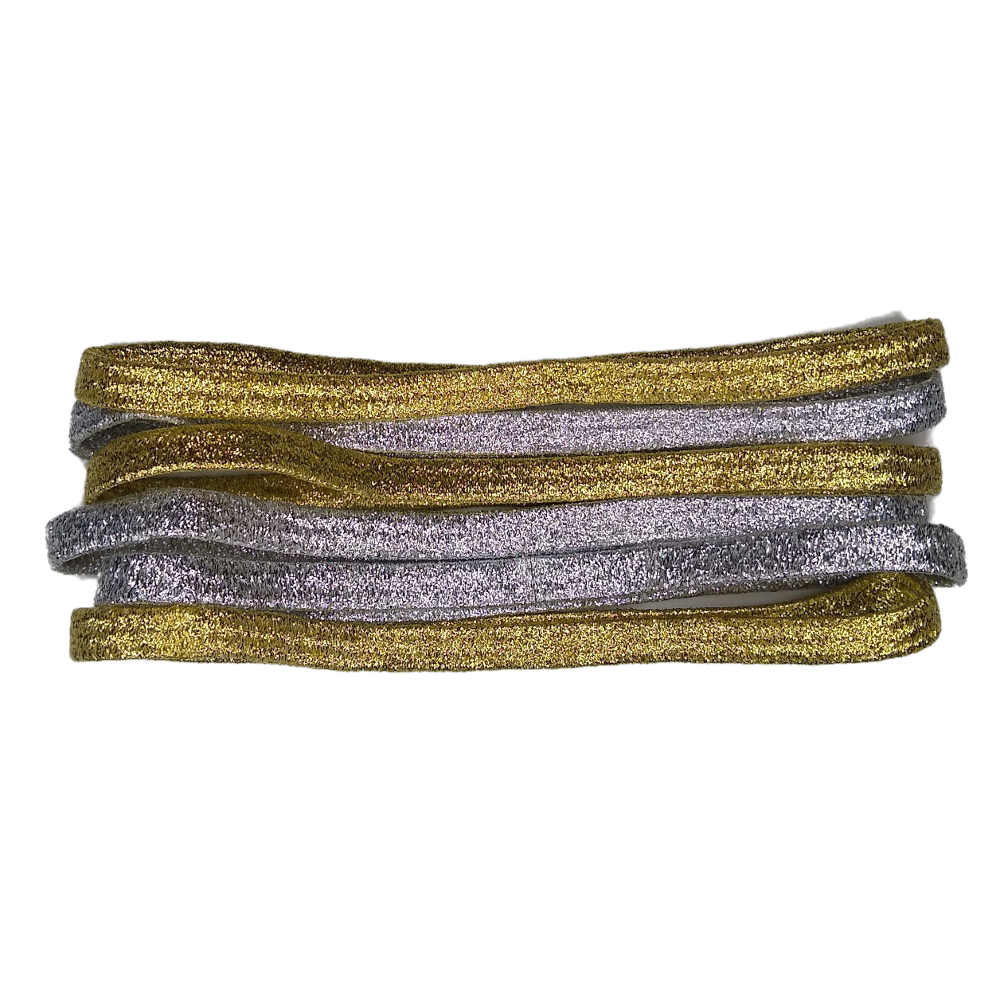 thick elastic headbands, gold and silver assortment