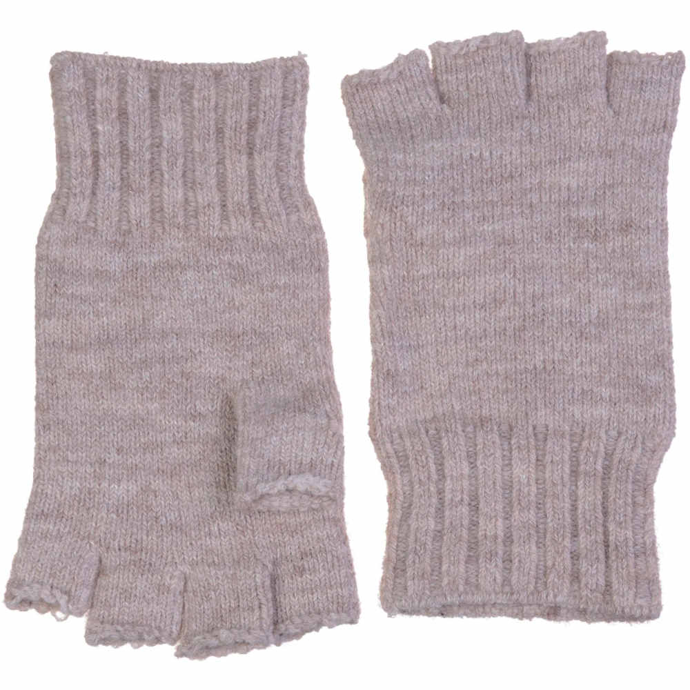 Soft Stretchy Fingerless Gloves, heathered beige