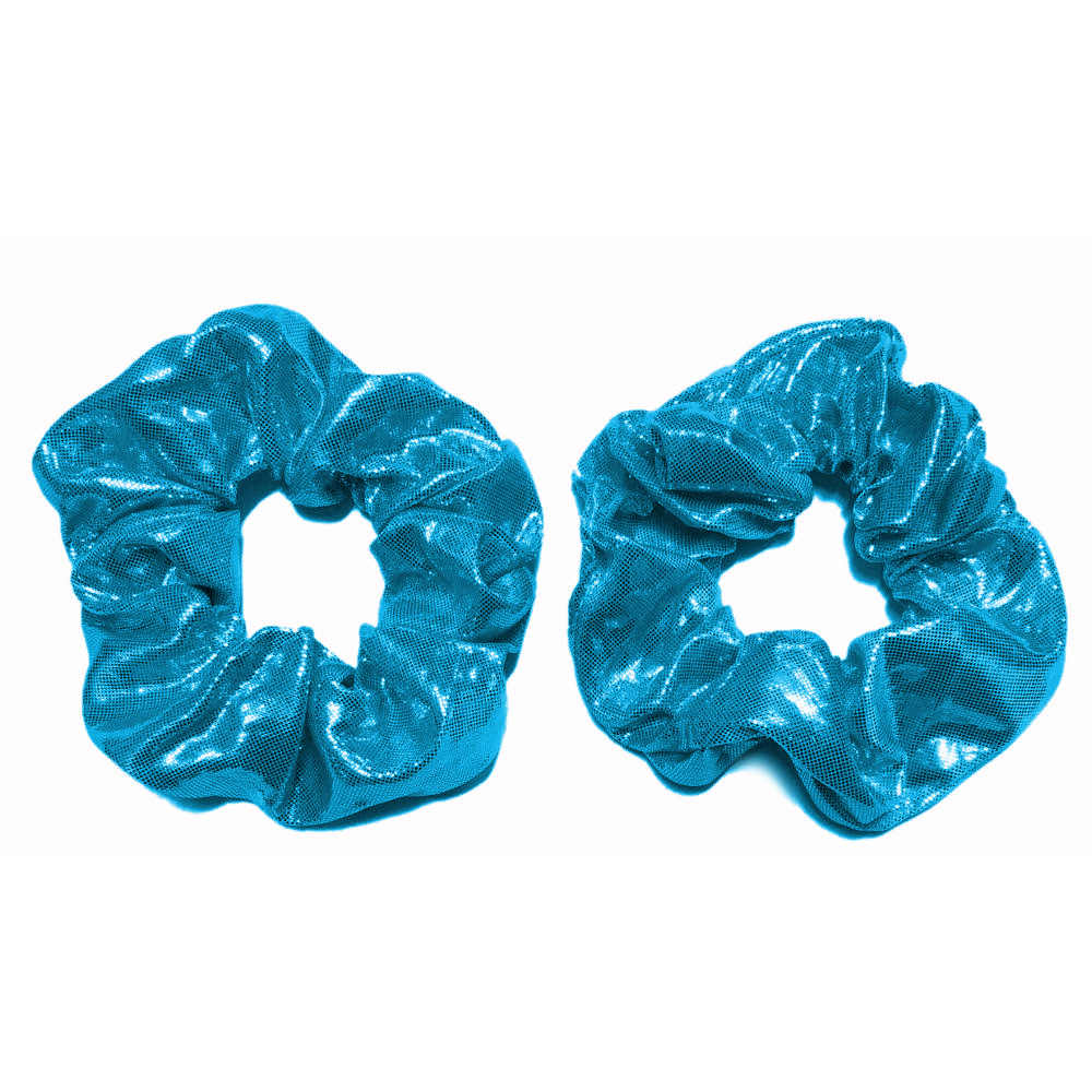 metallic scrunchies, turquoise