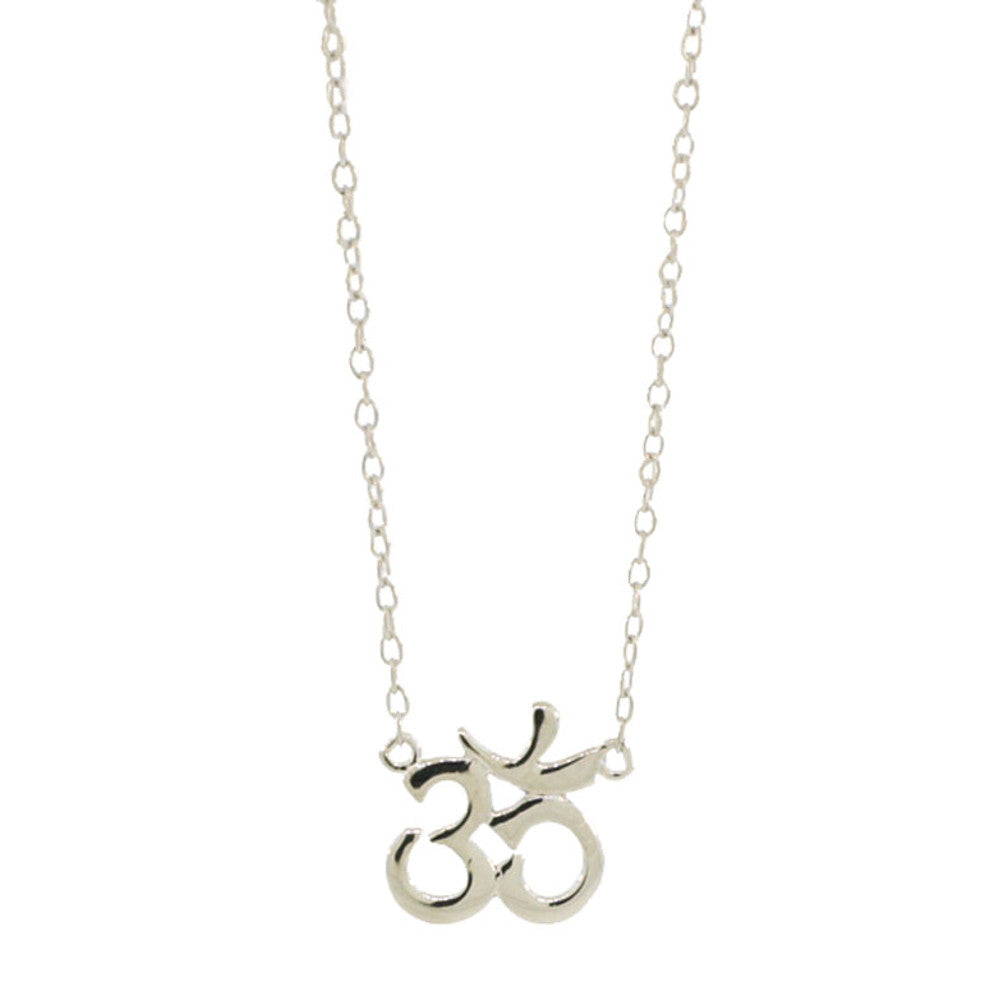 Tiny Minimal Sterling Silver Charm Necklace - om