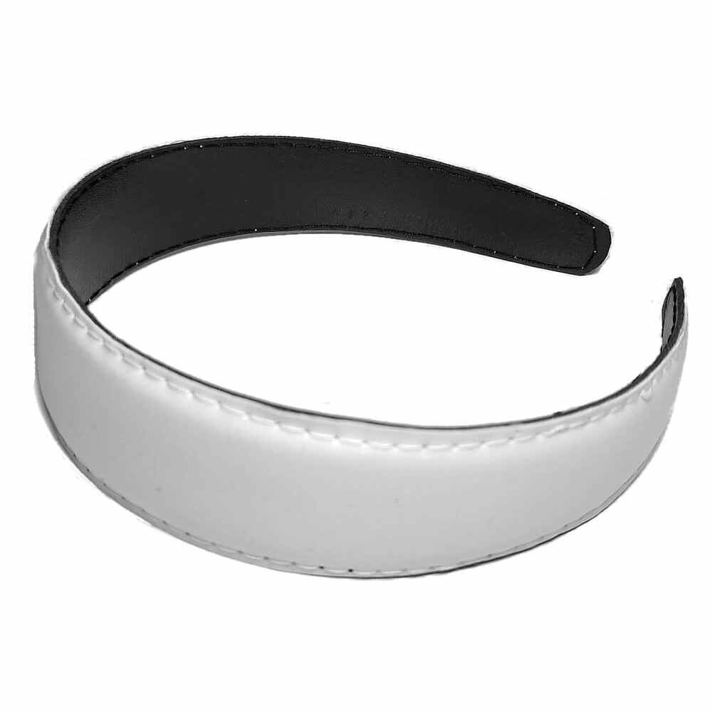 faux leather headband, white