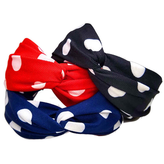 polka dot turban twist headbands - assorted