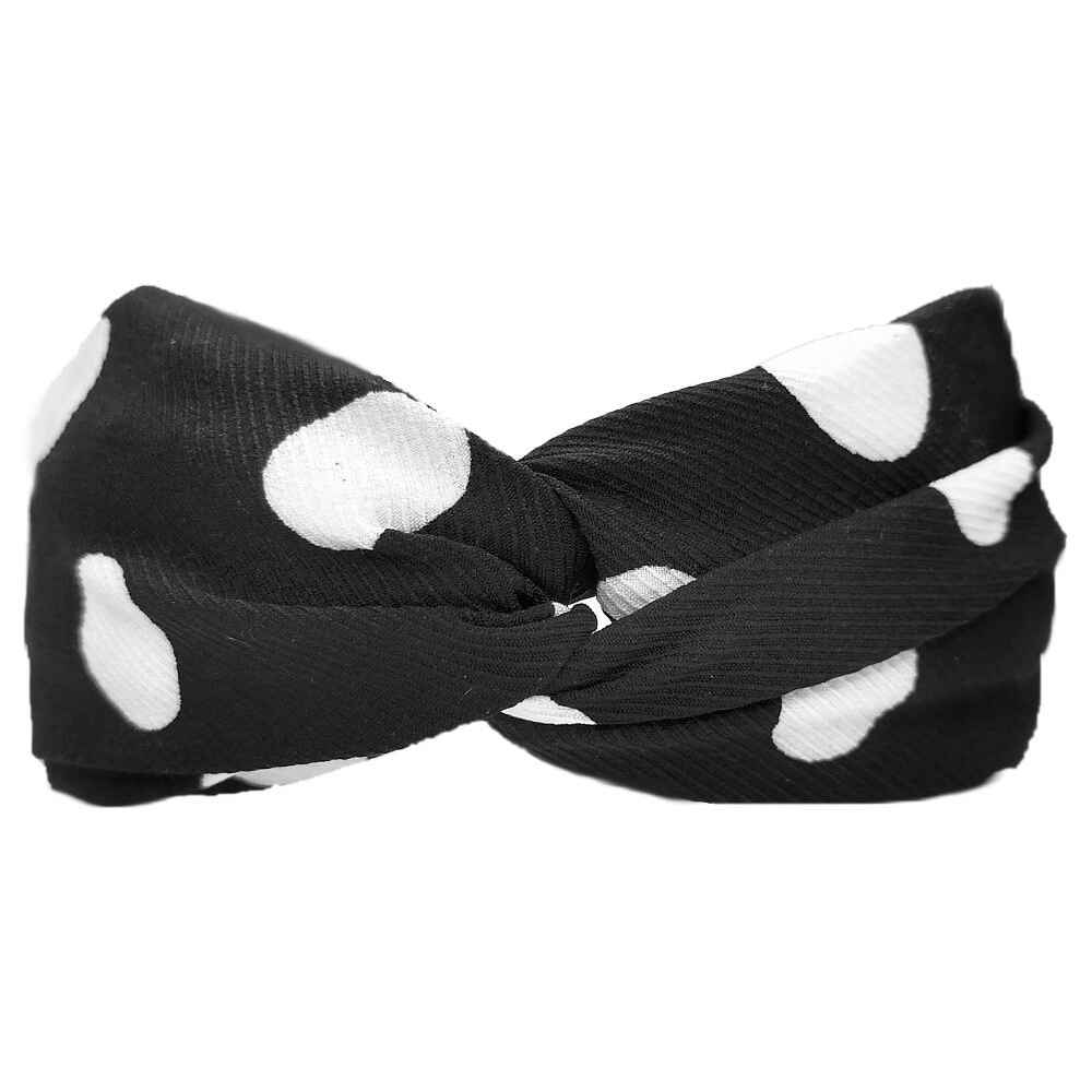 polka dot turban twist headbands - black