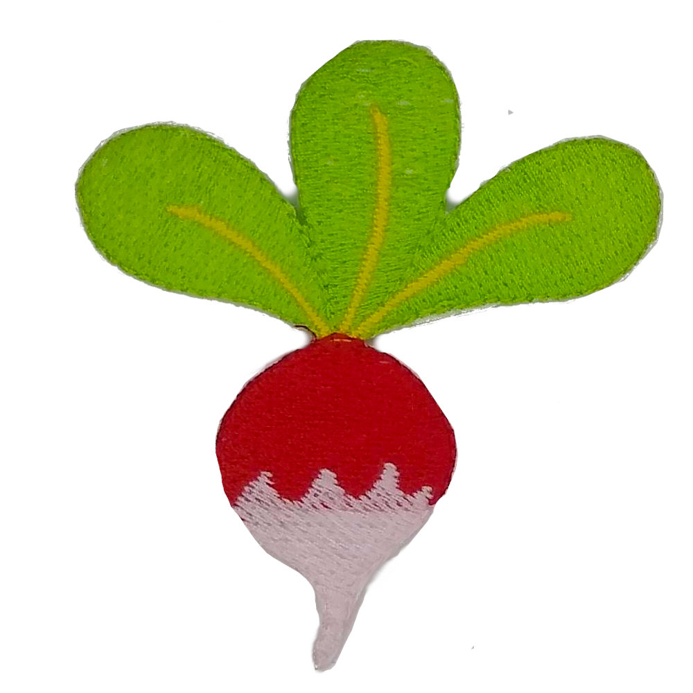 radish patch, sew on iron on