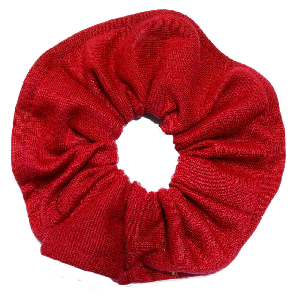 topstitched scrunchies, red