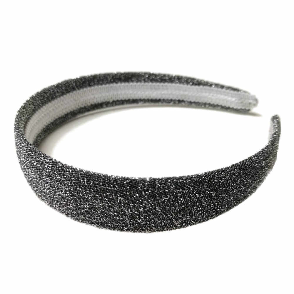 Wide shimmer headbands, silver