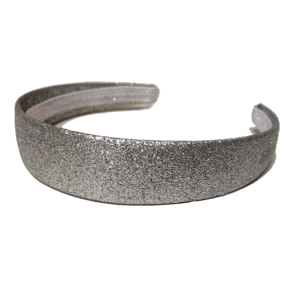 1 inch wide glitter headbands, silver