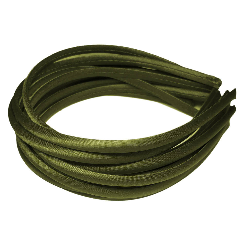 skinny satin headbands, olive green