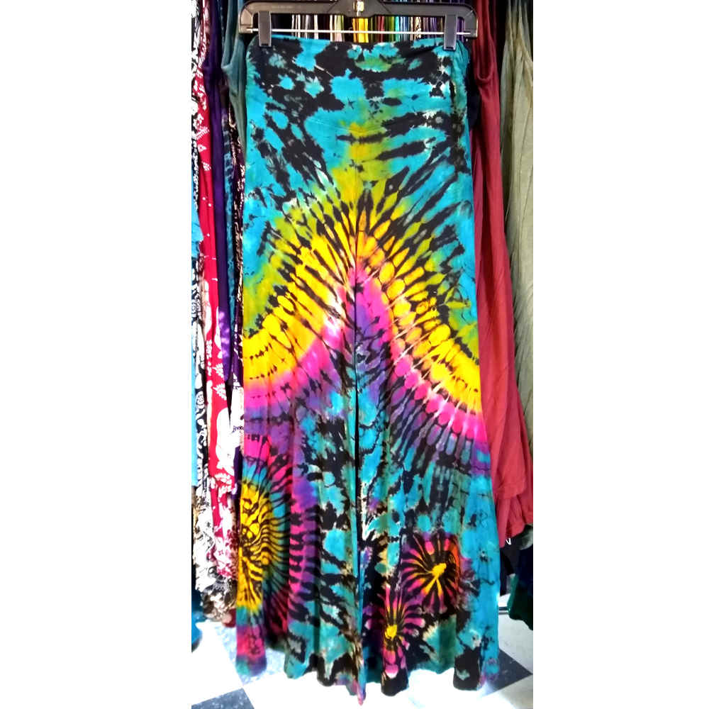 Tie Dye Wide Leg Pants, blue rainbow