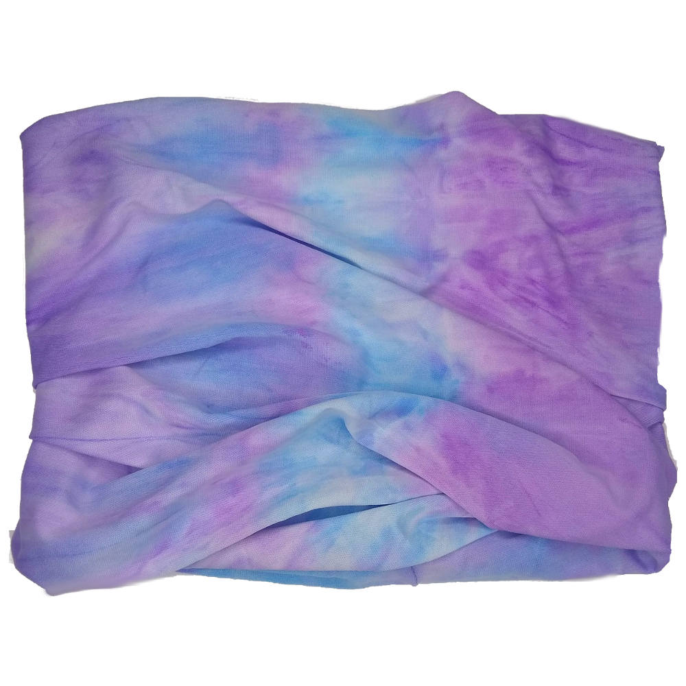 tie dye tube headband, purple and blue