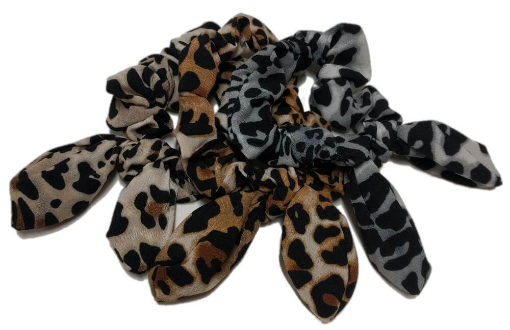leopard print hair scrunchies with tails