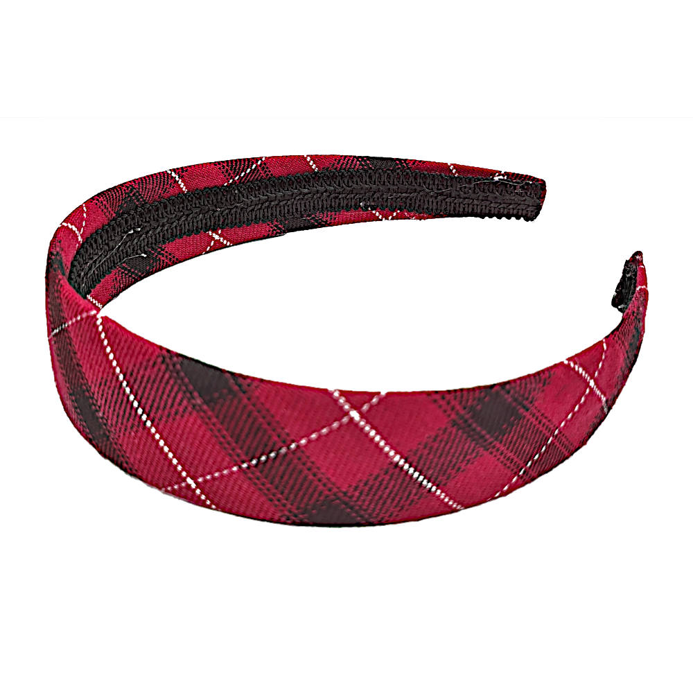 Flannel Plaid Headband, red