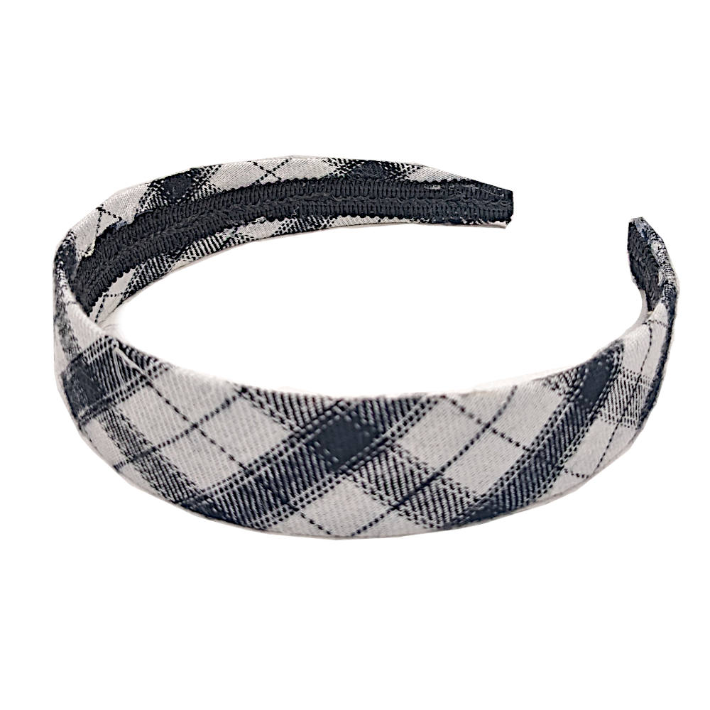 Flannel Plaid Headband, white