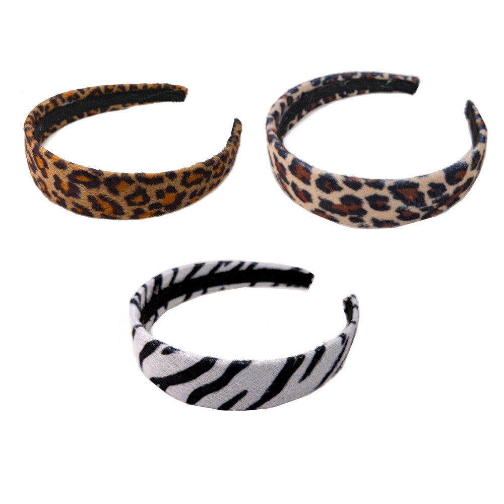 leopard and zebra print headband set