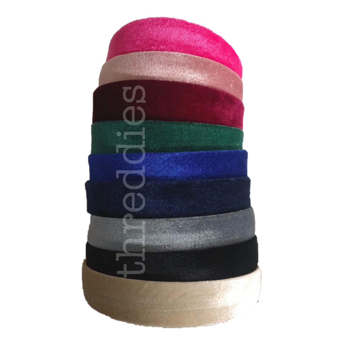 assorted colors, 1 inch wide velvet headbands