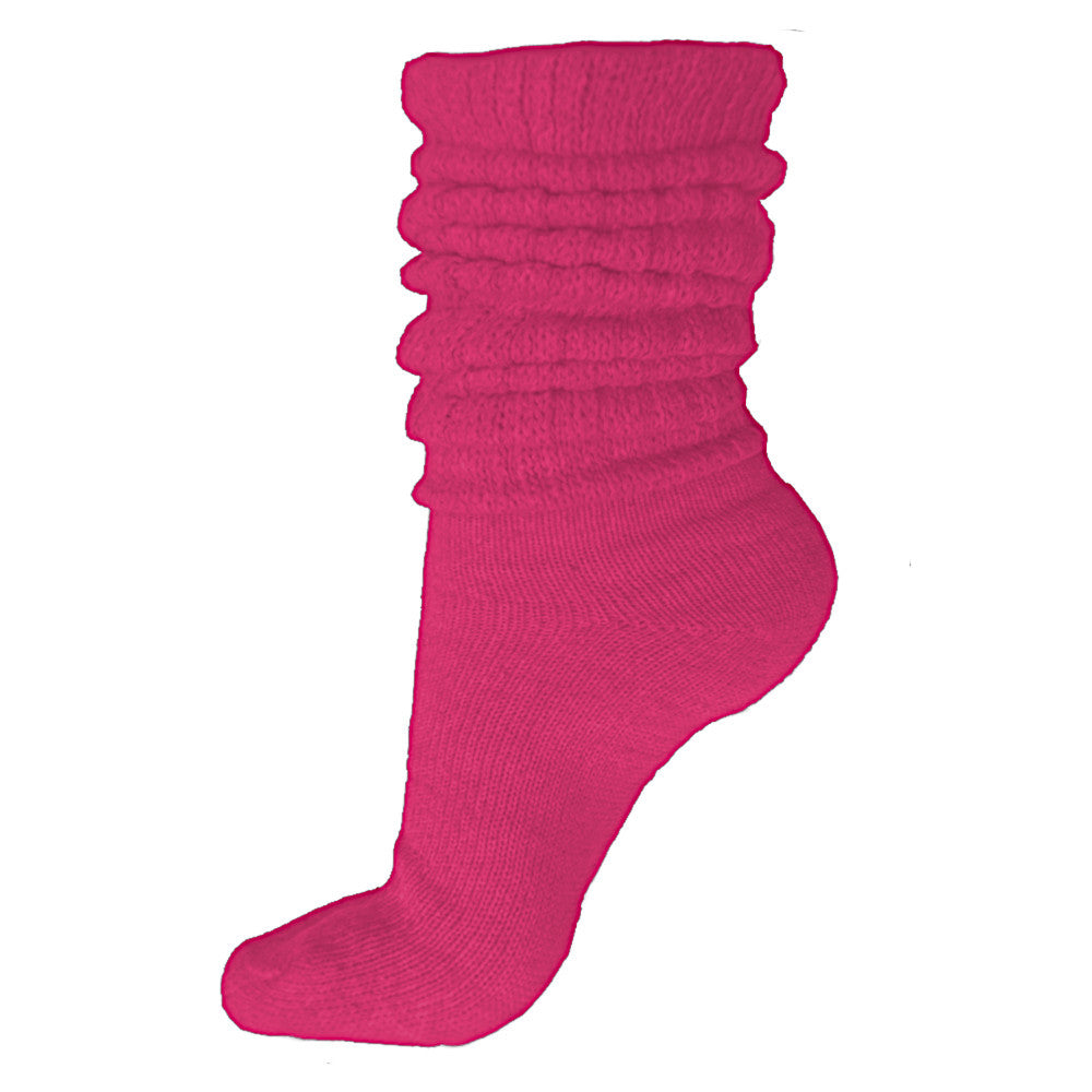 Basic Cotton Slouch Socks, hot pink