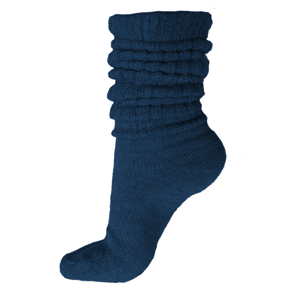 Basic Cotton Slouch Socks, navy blue