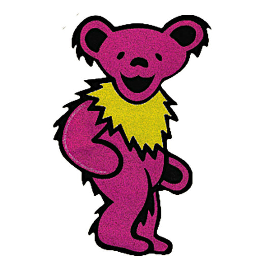 Glitter Grateful Dead Bear Sticker Pink