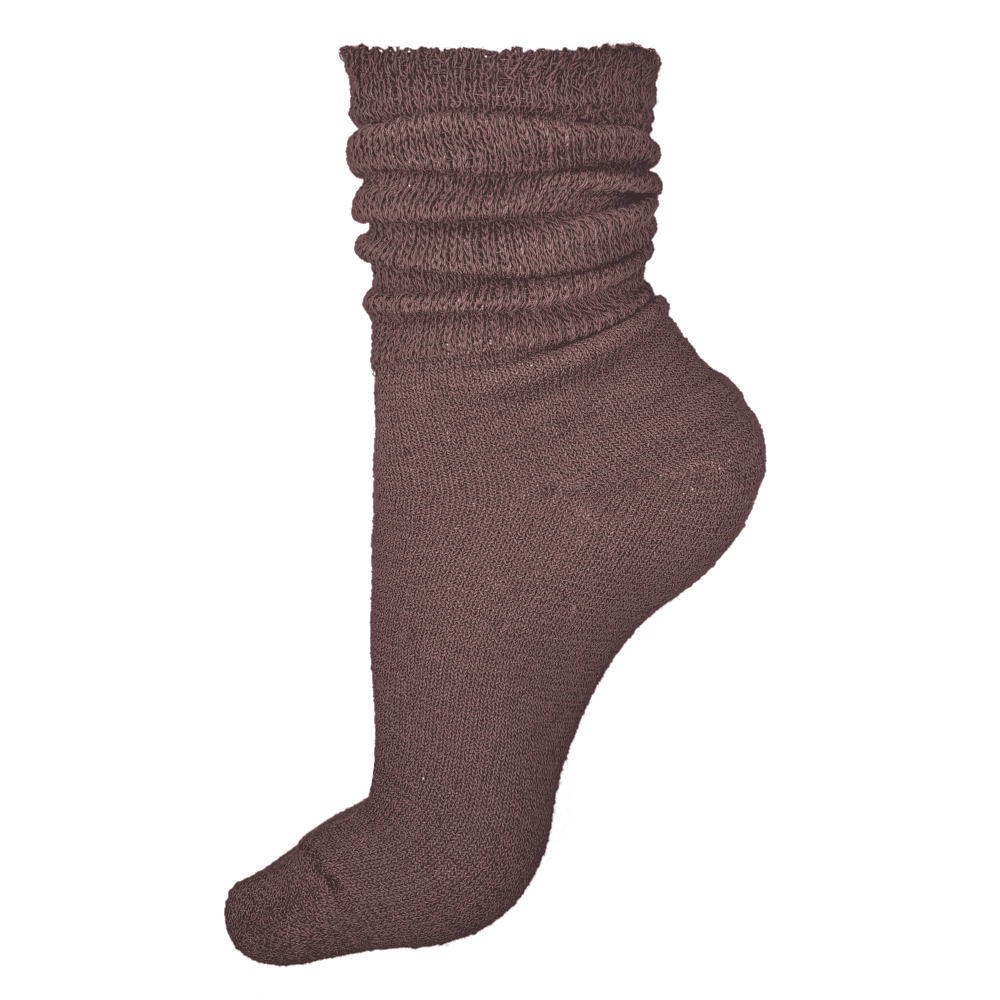 lightweight slouch socks, crew length, brown