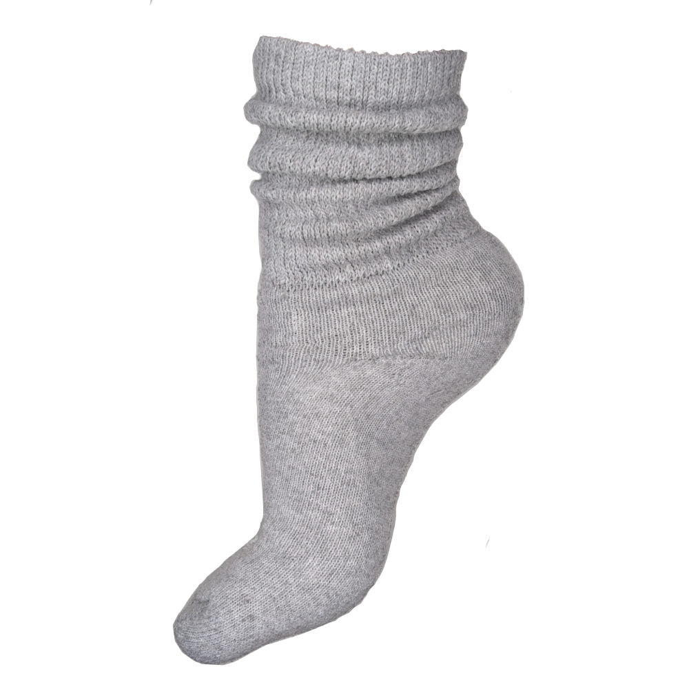 lightweight slouch socks, crew length, heather grey