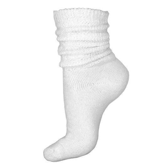 lightweight slouch socks, crew length, white