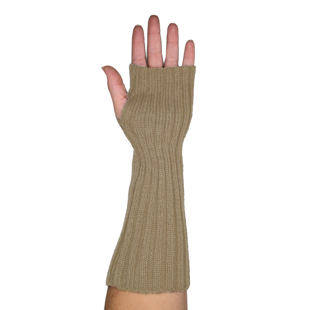 slouchy ribbed arm warmers, beige