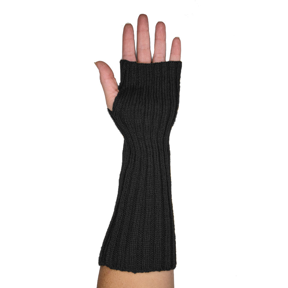 slouchy ribbed arm warmers, black