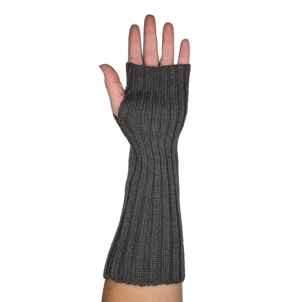 slouchy ribbed arm warmers, grey