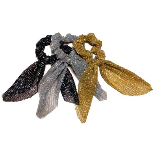 Metallic scrunchies with ties