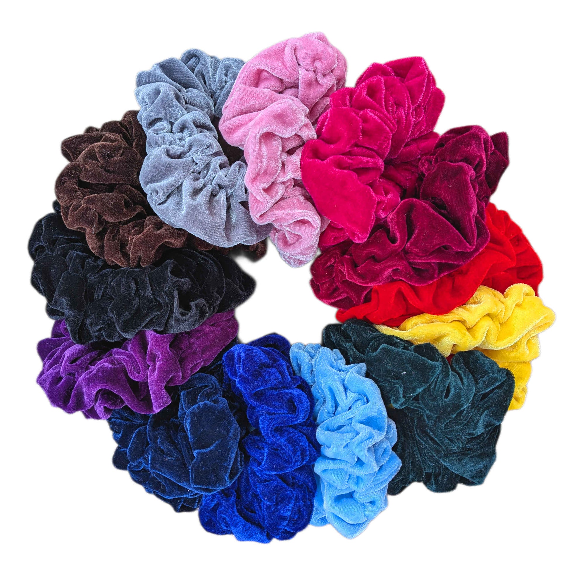 oversized velvet scrunchies, assorted colors