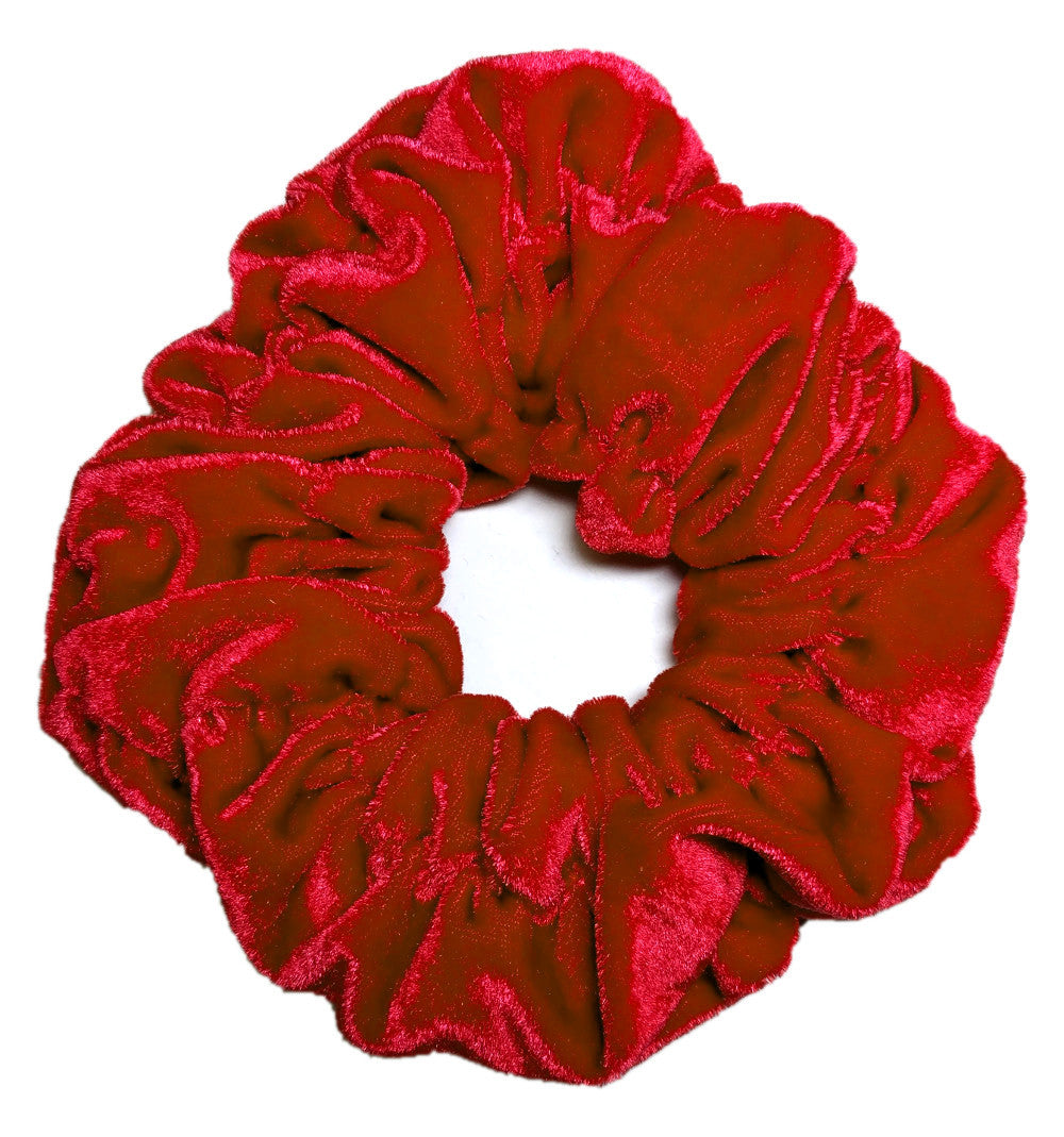 oversized ruched velvet scrunchie in red