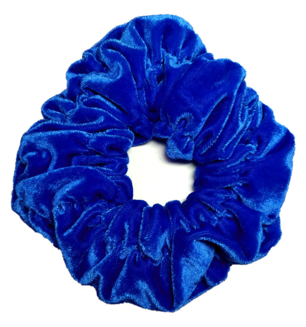 oversized royal blue velvet scrunchie