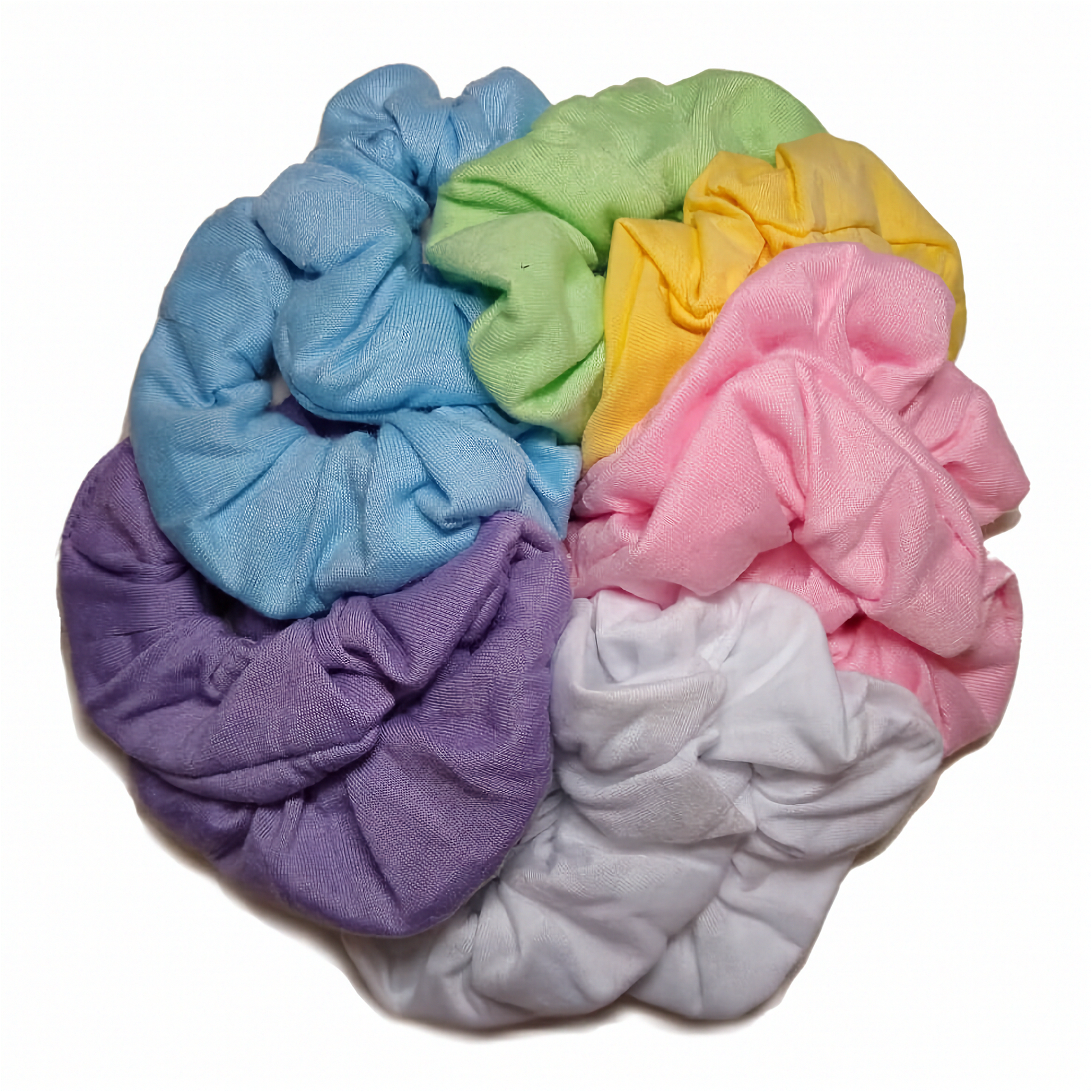 wholesale pastel assorted cotton blend scrunchies