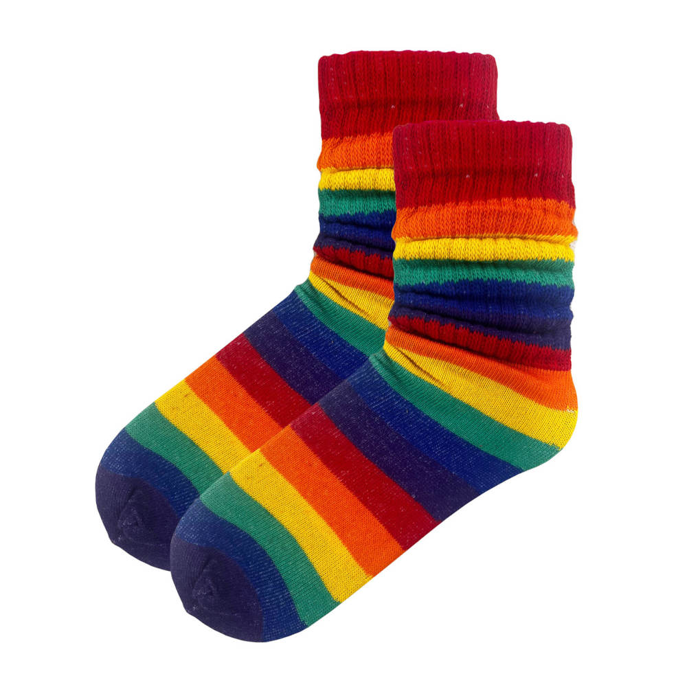 Rainbow Stripe Slouch Socks